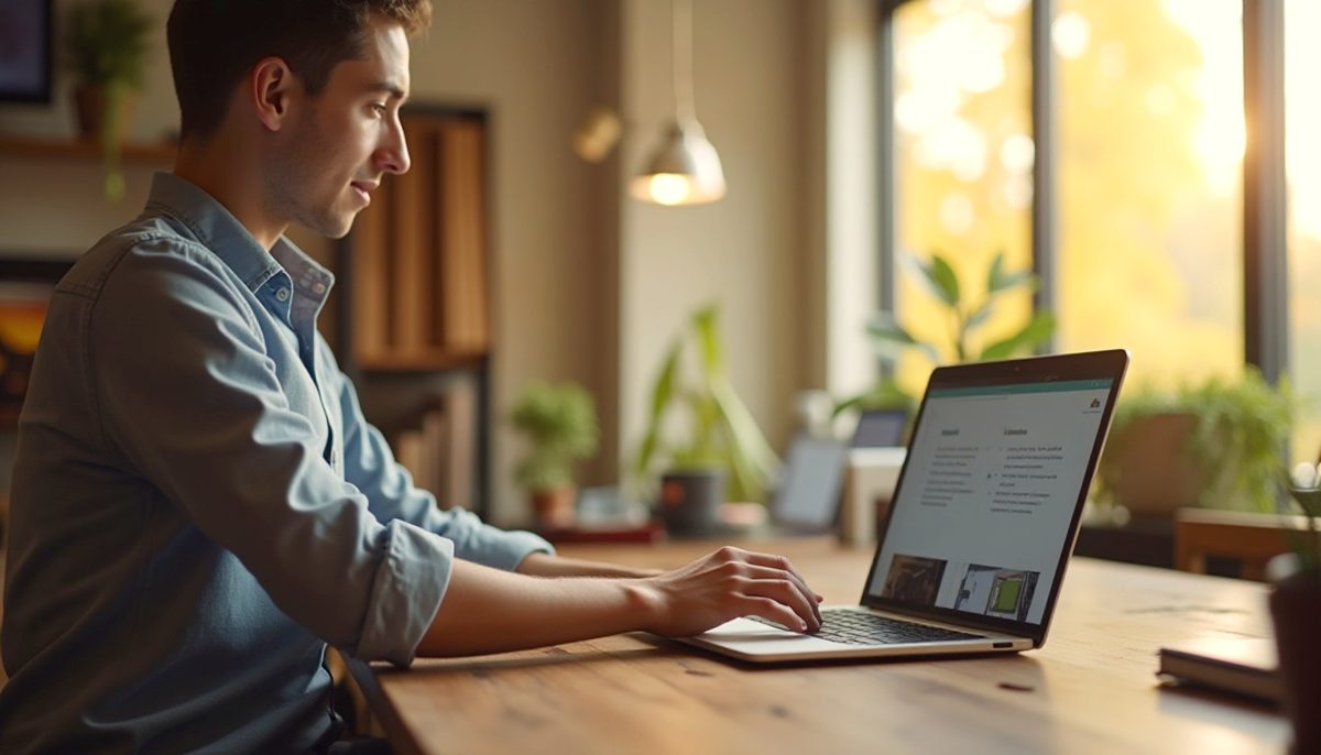 Small business owner in East Texas reviewing their website on a laptop